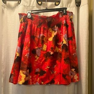 EUC NY & Co. Floral Skater Skirt - Red - Size L